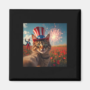Katze Selfie 4. Juli Amerikanische Flagge Patrioti Magnet
