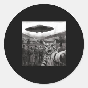 Katze Selfie Leute beobachten einen Alien Lustige Runder Aufkleber