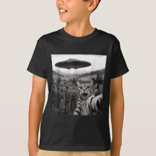 Katze Selfie Leute beobachten einen Alien Lustige T-Shirt