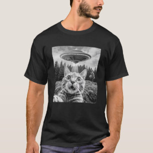 Katze Selfie mit Alien UFO Funny Cat für Männer Fr T-Shirt