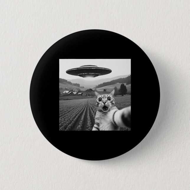 Katze Selfie mit Alien Ufo Funny Cat Geschenke für Button (Vorderseite)