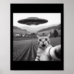 Katze Selfie mit Alien Ufo Funny Cat Geschenke für Poster