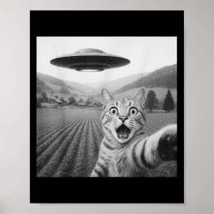 Katze Selfie mit Alien Ufo Funny Cat Geschenke für Poster