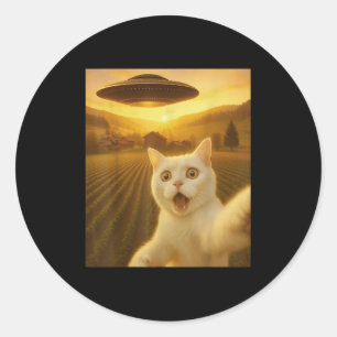 Katze Selfie mit Alien Ufo Funny Cats Geschenke fü Runder Aufkleber