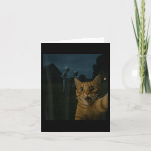 Katze Selfie mit Außerirdischen Funny Cat Geschenk Karte