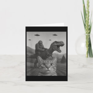 Katze Selfie mit Bigfoot Riding T-rex Dinosaur Ali Karte