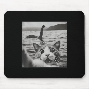Katze Selfie mit Loch Ness Monster Funny Cats Men Mousepad