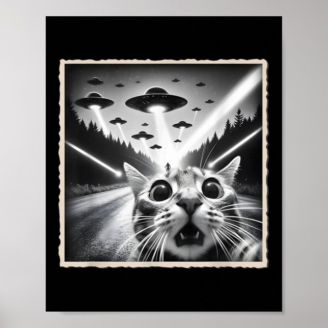 Katze Selfie mit Ufo _ Funny Alien & amp; Katze Poster (Vorne)