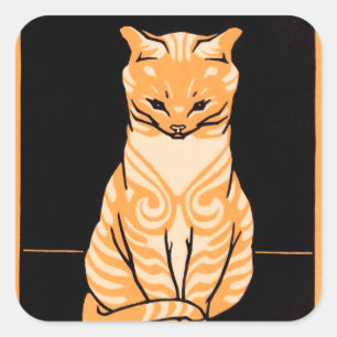 Katze setzen quadratischer aufkleber