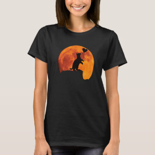 Katze Silhouette im Vollmond mit Herz. Beautifu T-Shirt