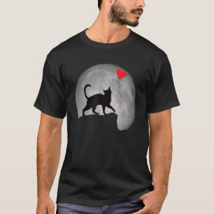 Katze Silhouette im Vollmond mit Herz. Beautifu T-Shirt