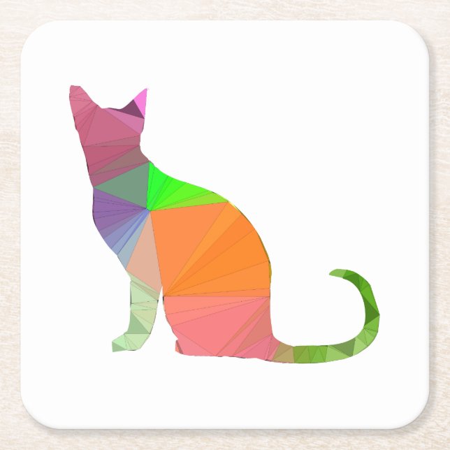 Katze Silhouette Low Poly Rechteckiger Pappuntersetzer (Vorderseite)