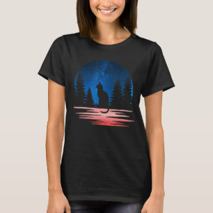 Katze Silhouette Tier mit Waldkatze Niedlich T-Shirt