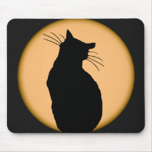 Katze silhouettiert gegen den Mond Mousepad