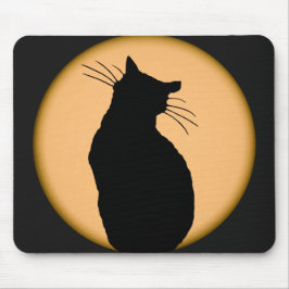 Katze silhouettiert gegen den Mond Mousepad