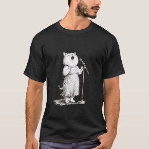Katze singt in das Mikrofon Performance T-Shirt