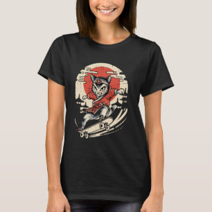 Katze Skateboarding Vintage Japanische Ukiyo e Kun T-Shirt