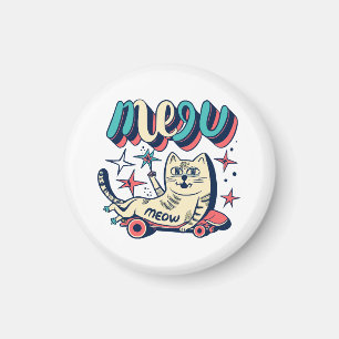 Katze Skating Meow Magnet