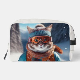 Katze Skifahren auf den verschneiten Alpen Waschbeutel