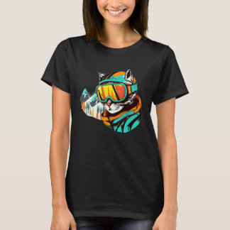 Katze Snowboarder Skifahrer Design für Snowboarder T-Shirt
