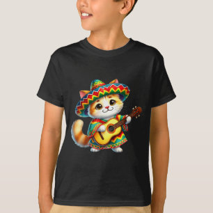 Katze Sombrero Gitarre Cinco De Mayo Mexikanische T-Shirt