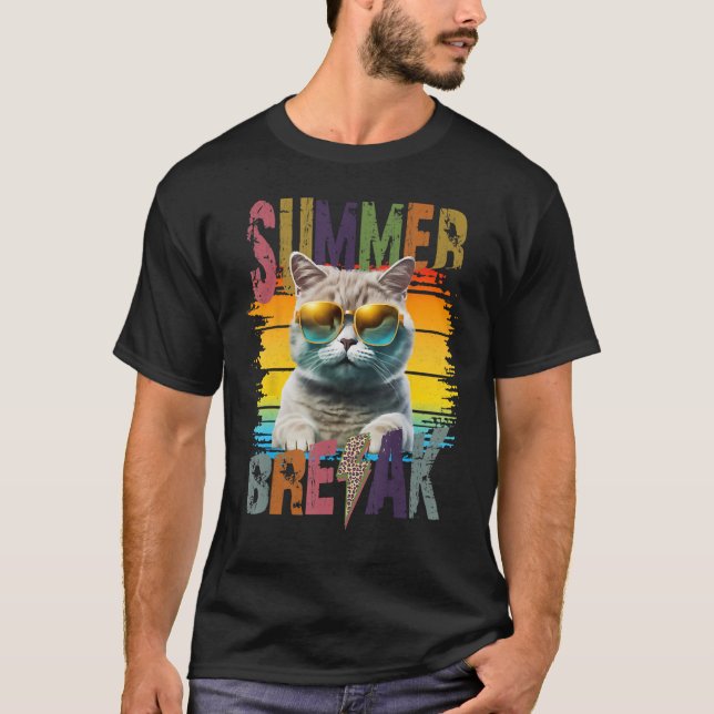 Katze Sommerpause Niedlich Kitten Beach Sommerurla T-Shirt (Vorderseite)