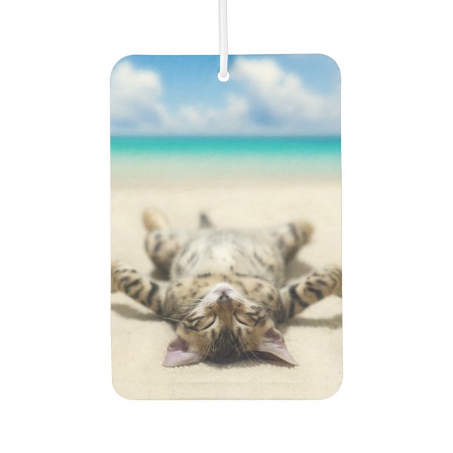 Katze Sonnenbaden am Strand Autolufterfrischer (Vorderseite)