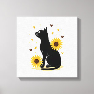Katze Sonnenblume Weihnachtsbaum Sonnenblume Katze Leinwanddruck