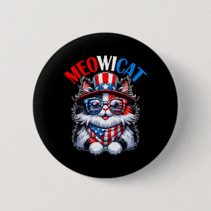 Katze Sonnenbrille USA Flagge Katzenliebhaber Meow Button
