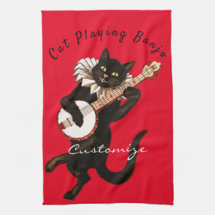 Katze spielt Banjo Thunder_Cove Geschirrtuch