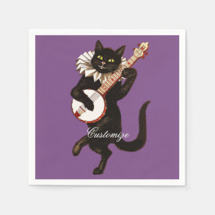 Katze spielt Banjo Thunder_Cove Serviette
