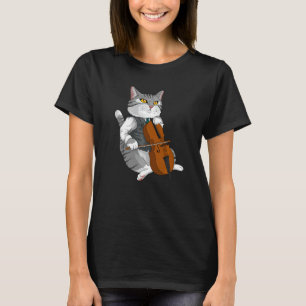 Katze spielt Cello Violine Musikinstrument T-Shirt