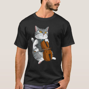 Katze spielt Cello Violine Musikinstrument T-Shirt