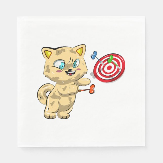 Katze spielt Darts Serviette (Vorderseite)