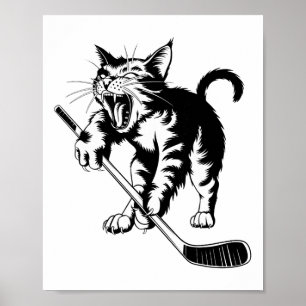 Katze spielt Eishockey _1  Poster