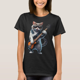 Katze spielt elektrische Bassgitarre Tier Katze T-Shirt
