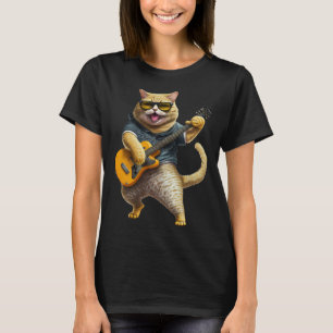 Katze spielt elektrische Gitarre  Tier Katze  Gita T-Shirt