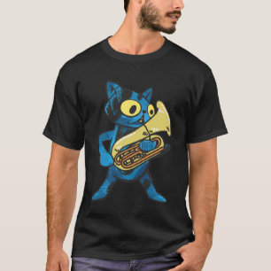 Katze spielt Euphonium Blechblasinstrument T-Shirt