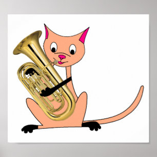 Katze spielt Euphonium Poster