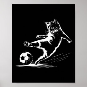 Katze spielt Fußball Byll Grafik Katze Sport lusti Poster