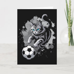 Katze spielt Fußball Karte