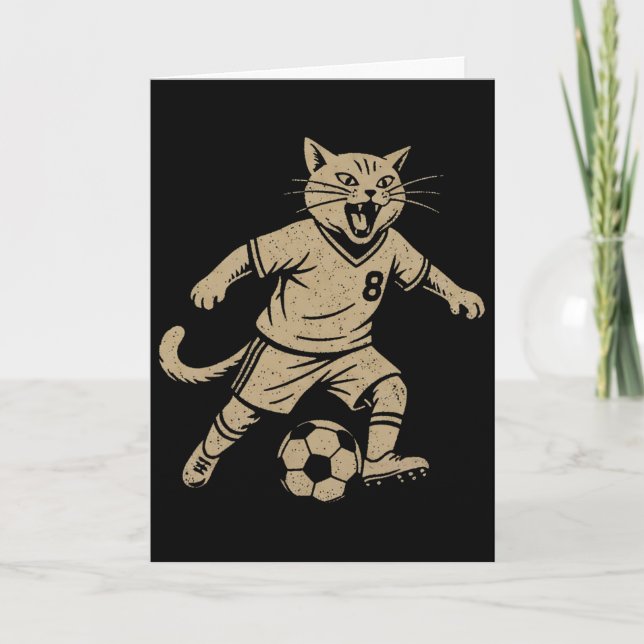 Katze spielt Fußball  Karte (Vorderseite)