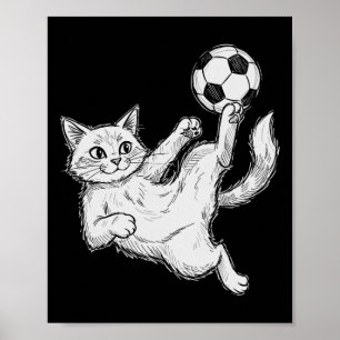 Katze spielt Fußball, Kinder- und Jungenfußball Ll Poster