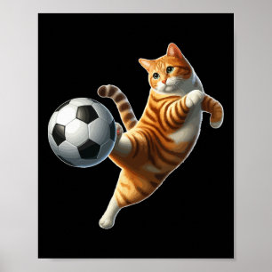 Katze spielt Fußball Kostüm Katzenbesitzer Sportli Poster