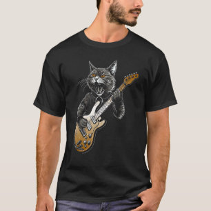 Katze spielt Gitarre Gitarrist Katze Feline Musike T-Shirt