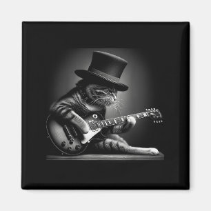 Katze spielt Gitarre - Lustige Rockmusik Gitarrenk Magnet