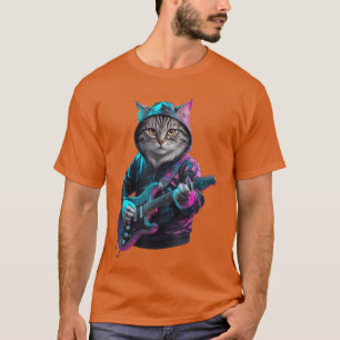 Katze spielt Gitarre Rock and Roll Rockstar für Mä T-Shirt