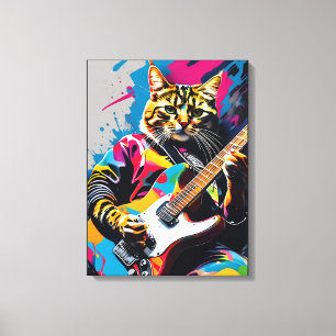Katze spielt Gitarre, Rock Graffiti Leinwanddruck