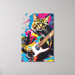 Katze spielt Gitarre, Rock Graffiti Leinwanddruck