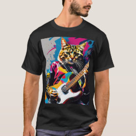 Katze spielt Gitarre, Rock Graffiti T-Shirt